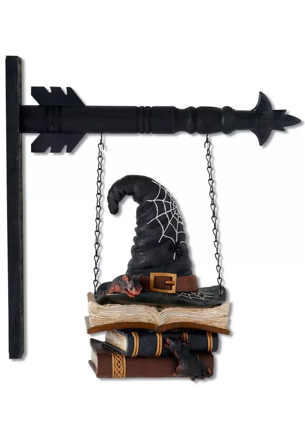 New 12-Inch Resin Halloween Witch Hat & Books Arrow Figure Outdoor Decorations