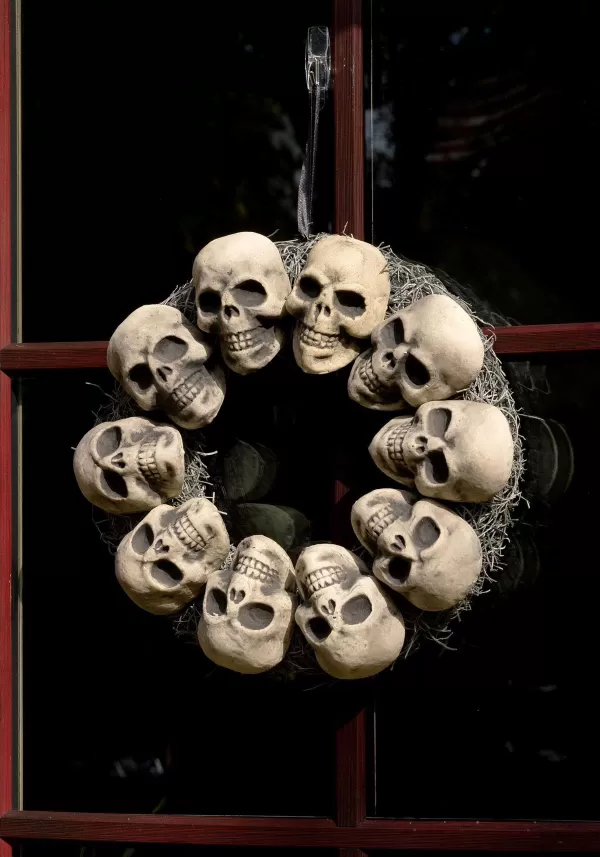 Shop 15-Inch Spooky Skulls Halloween Wreath Decoration Door Decorations