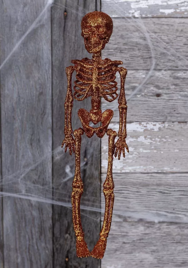 Hot 16" Glittering Orange Skeleton Halloween Decoration Scary Decorations