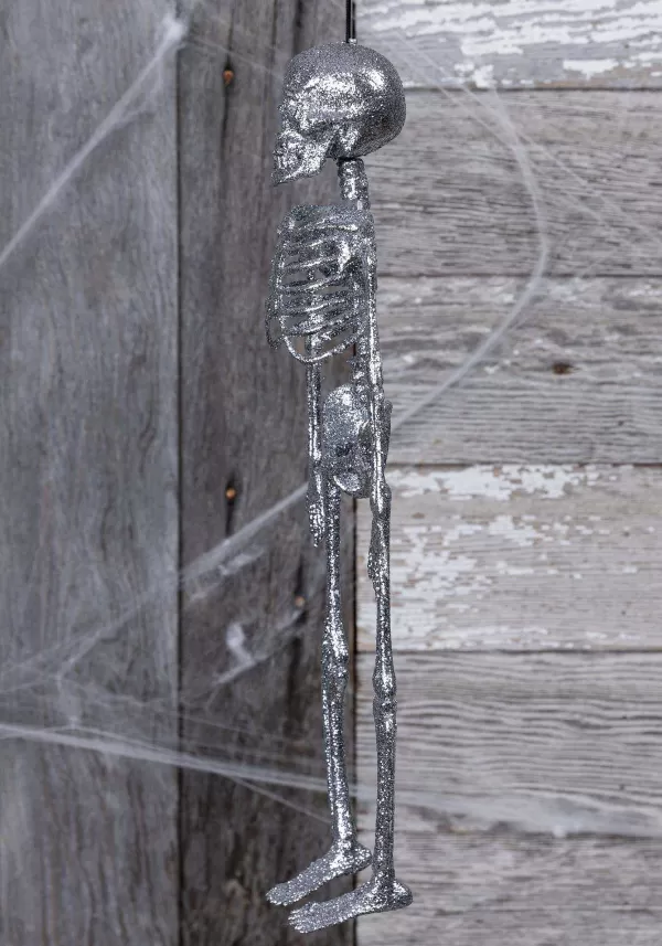 Flash Sale 16" Silver Glitter Skeleton Halloween Decoration Indoor Decorations