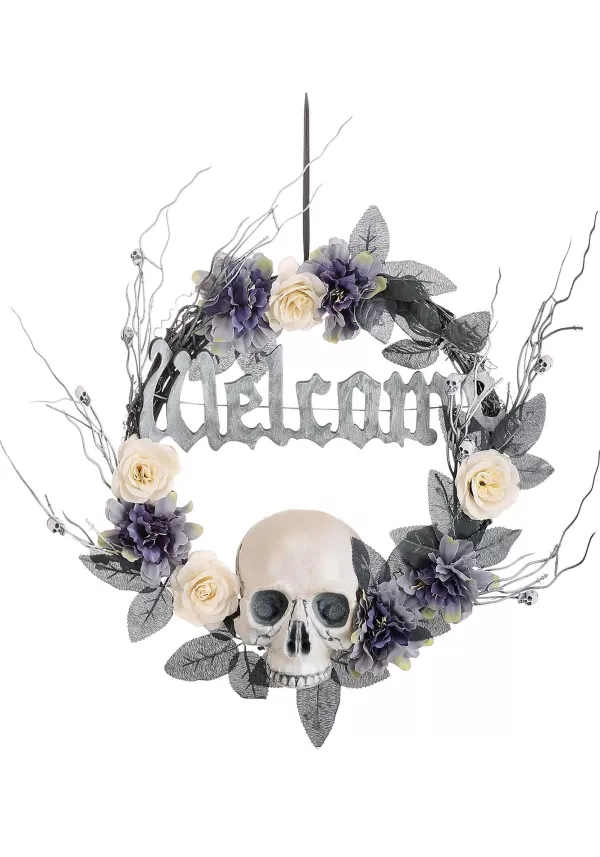 Sale 16-Inch Welcome Skull Halloween Wreath Decoration Door Decorations