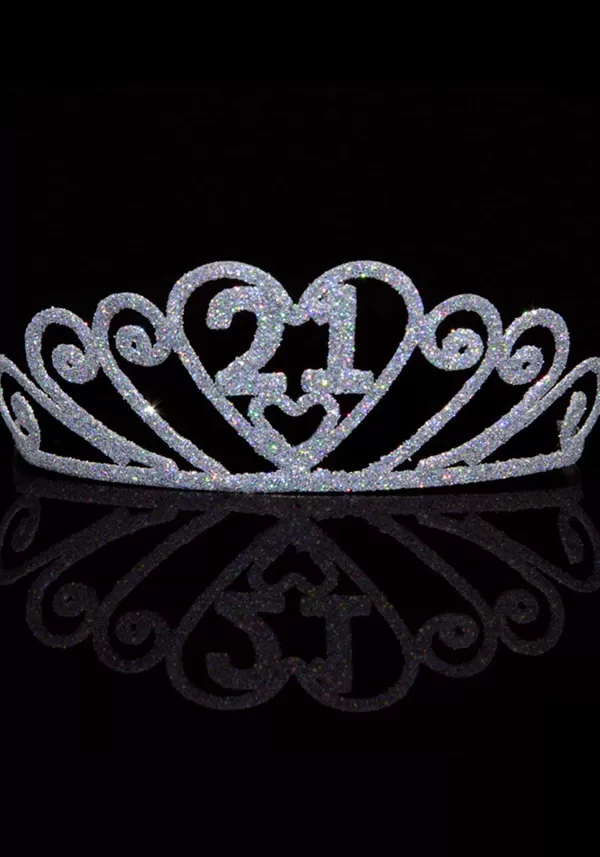 Cheap 21 Silver Sparkle Tiara Costume Jewelry