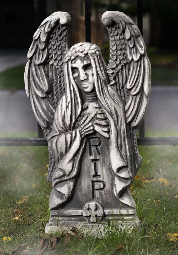 Clearance 24-Inch Angel Of Death Tombstone Halloween Decoration Outdoor Decorations