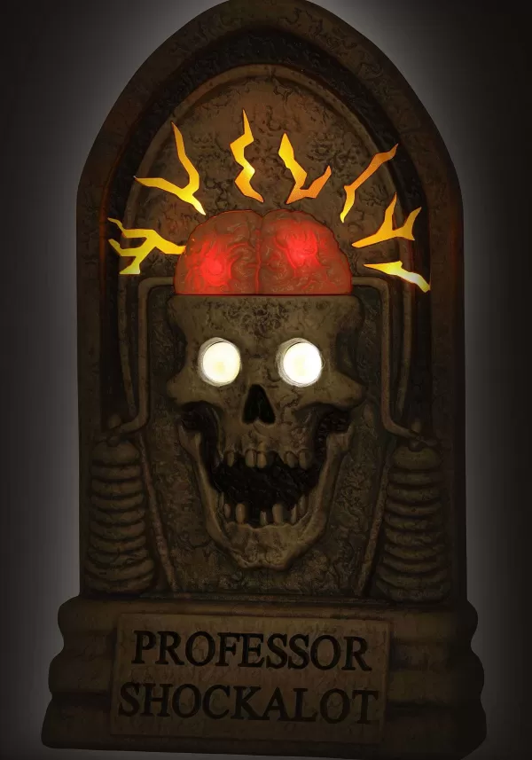 Clearance 2Ft Professor Shockalot Seasonal Visions International Light Up Tombstone Decoration Outdoor Decorations