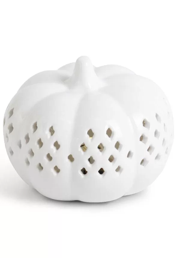 Flash Sale 3.5" Led White Ceramic Cutout Pumpkin Decoration Halloween Props