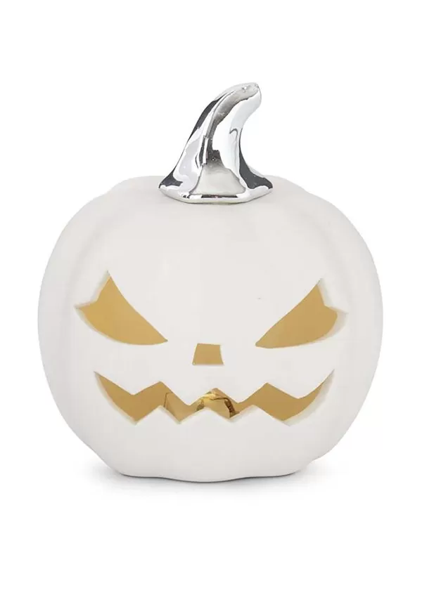 Discount 3.75" White Ceramic Led Jack 'O Lantern Halloween Decoration Halloween Lights