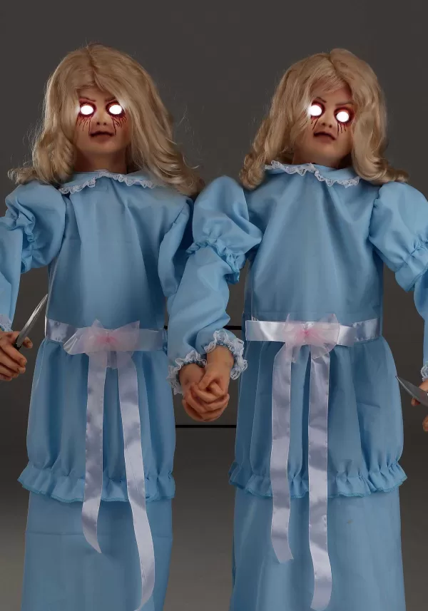 Hot 4Ft Animated Killer Twin Girls Halloween Decoration Animatronics