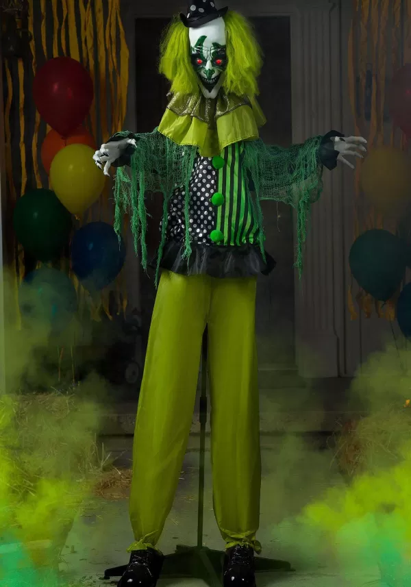 Cheap 5.5 Foot Green Animated Clown Halloween Prop Animatronics