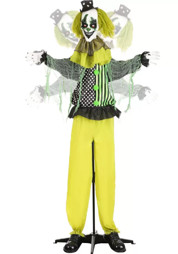 Cheap 5.5 Foot Green Animated Clown Halloween Prop Animatronics