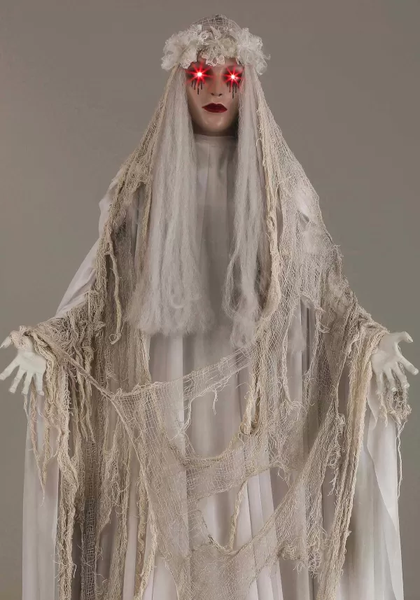 Cheap 5.5Ft Life-Size Venetian Victoria Standing Ghost Girl Halloween Decoration Halloween Props