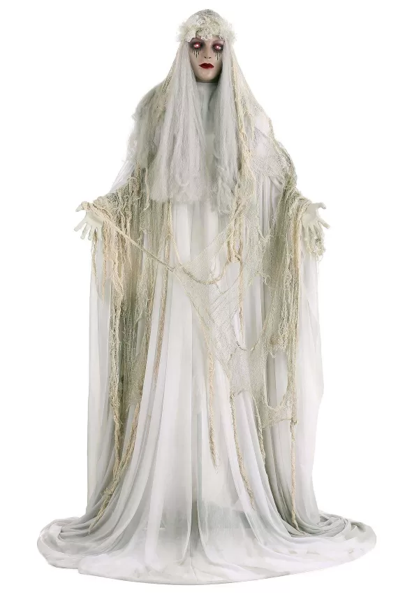 Cheap 5.5Ft Life-Size Venetian Victoria Standing Ghost Girl Halloween Decoration Halloween Props