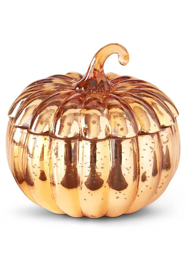 Cheap 5.5-Inch Orange Mercury Glass Pumpkin Candle Decoration Halloween Lights