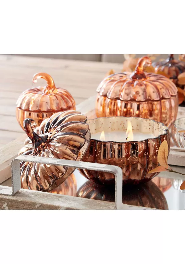 Cheap 5.5-Inch Orange Mercury Glass Pumpkin Candle Decoration Halloween Lights