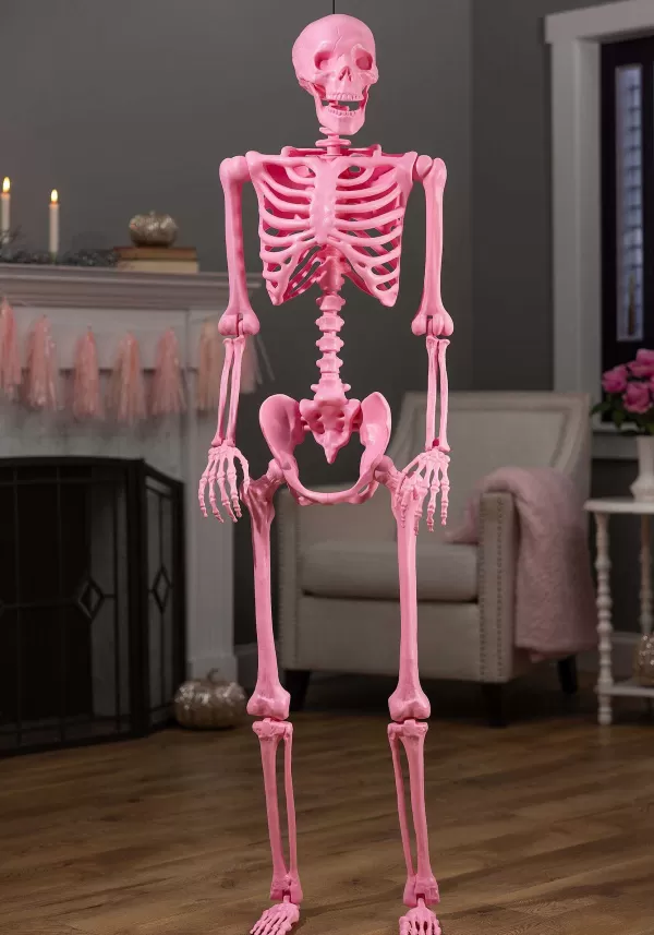 Cheap 5 Foot Poseable Crazy Bones Skeleton In Pink Halloween Decoration Skeletons & Skulls