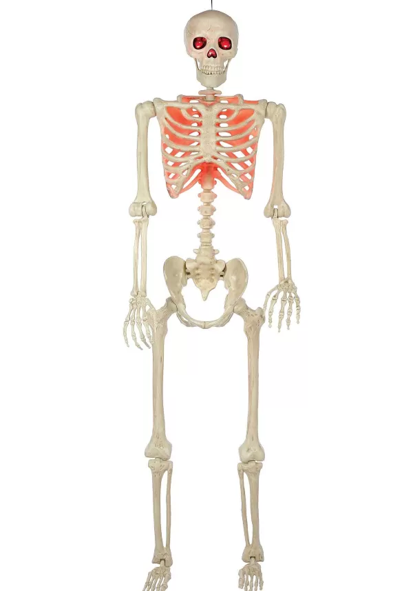 Discount 5 Foot Red Light Up Face And Chest Poseable Skeleton Halloween Decoration Outdoor Decorations