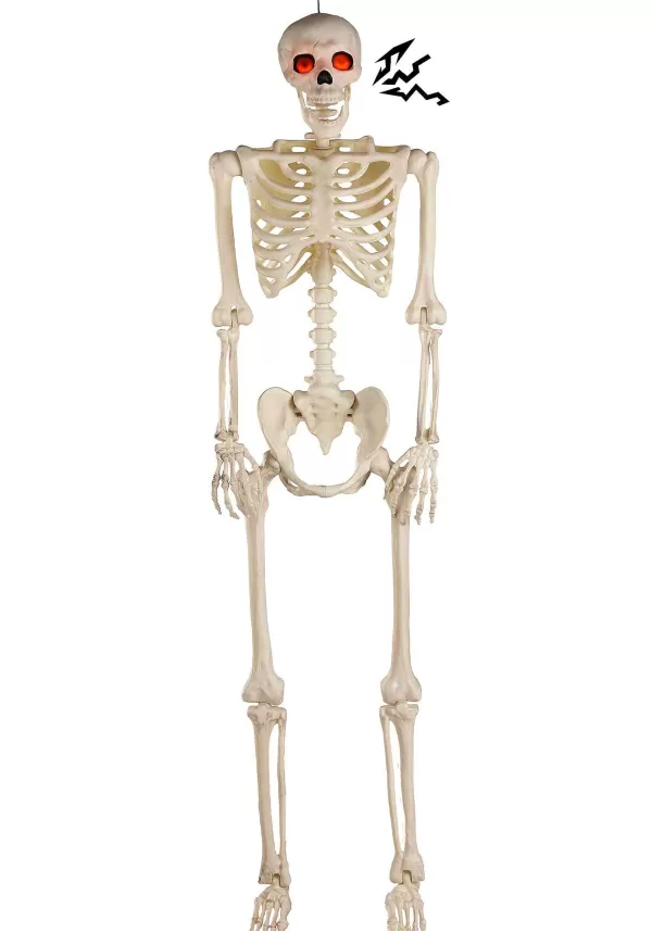 Flash Sale 5Ft Deluxe Flaming Light Up Eyes & Talking Skeleton Halloween Decoration Outdoor Decorations