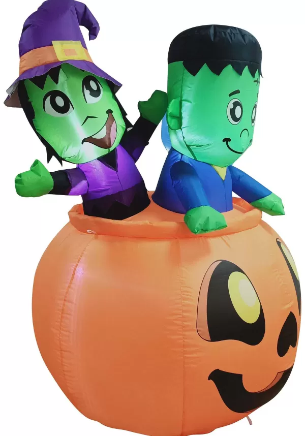 Cheap 5Ft Tall Three Characters On Inflatable Pumpkin Decoration Inflatable Decorations