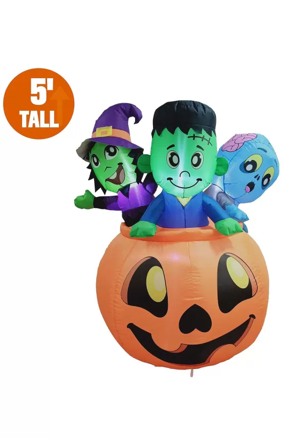 Cheap 5Ft Tall Three Characters On Inflatable Pumpkin Decoration Inflatable Decorations