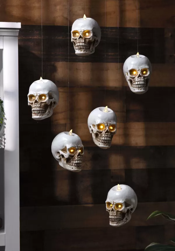 Clearance 6 Hanging Light Up Skulls Halloween Decoration With Remote Control Halloween Lights