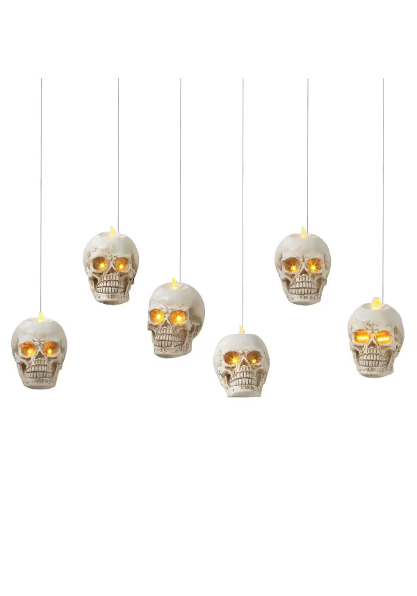 Clearance 6 Hanging Light Up Skulls Halloween Decoration With Remote Control Halloween Lights