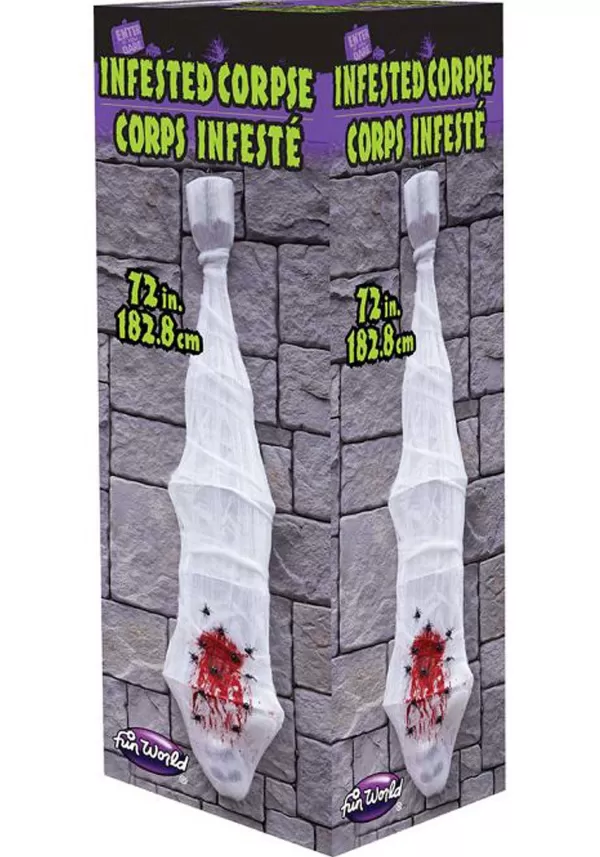 Cheap 6Ft Infested Corpse With Spider Nest Halloween Decoration Indoor Decorations
