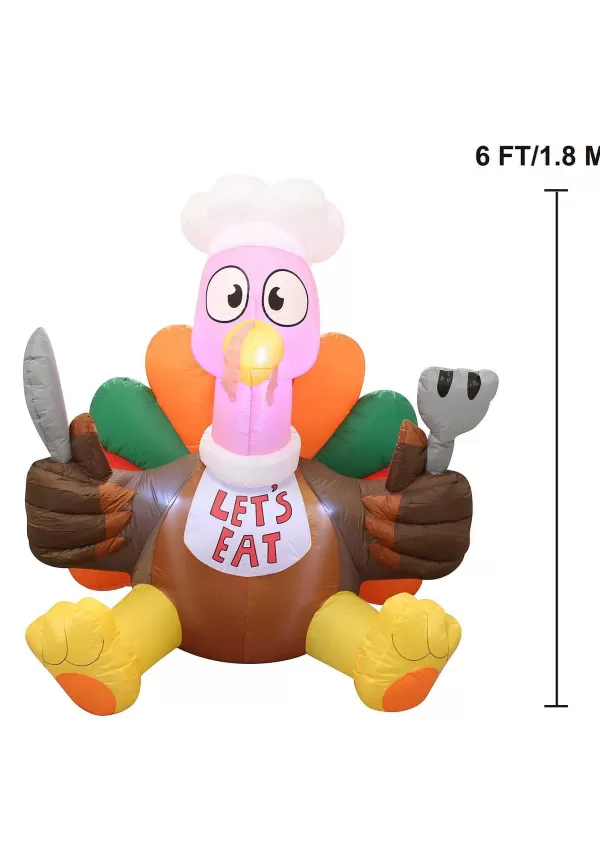 Clearance 6Ft Inflatable Let'S Eat Turkey Decoration Inflatable Decorations