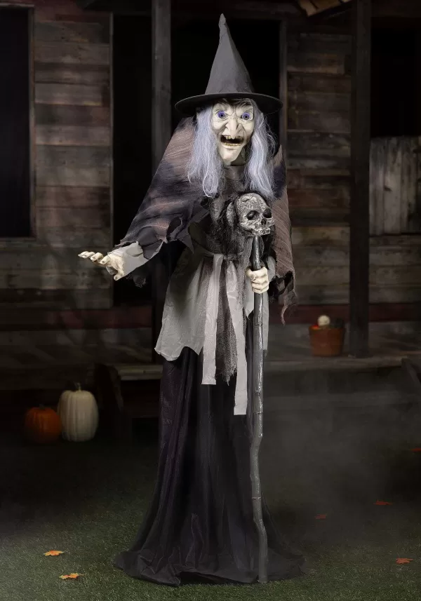 Cheap 6Ft Lunging Witch With Digiteye Animated Decoration Animatronics