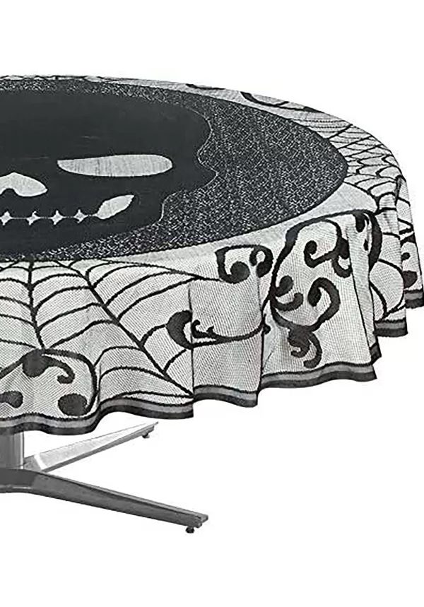 Discount 70-Inch Round Skull Lace Decorative Table Cover Indoor Decorations