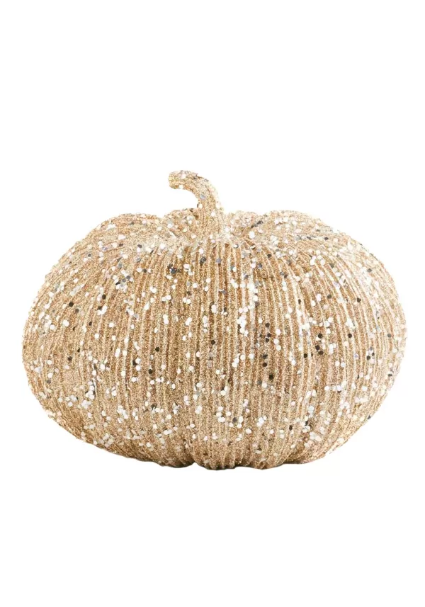 Hot 7 Inch Champagne Glitter Pumpkin Indoor Decorations