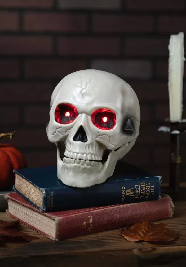 Flash Sale 7-Inch Glowing Red Eyes Skull Halloween Decoration Indoor Decorations