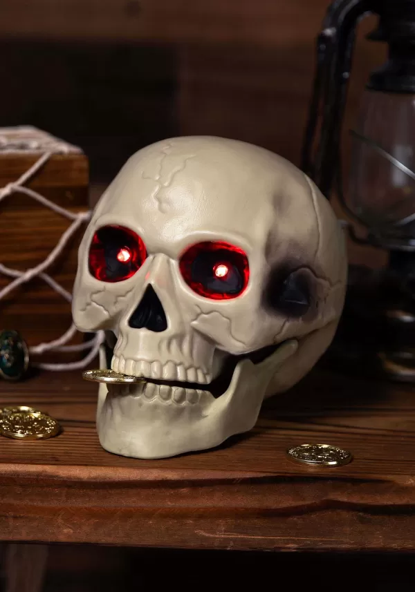 Flash Sale 7-Inch Glowing Red Eyes Skull Halloween Decoration Indoor Decorations
