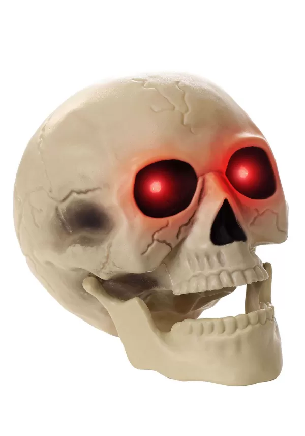 Flash Sale 7-Inch Glowing Red Eyes Skull Halloween Decoration Indoor Decorations
