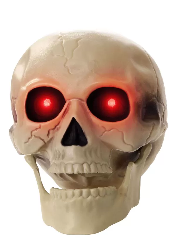 Flash Sale 7-Inch Glowing Red Eyes Skull Halloween Decoration Indoor Decorations