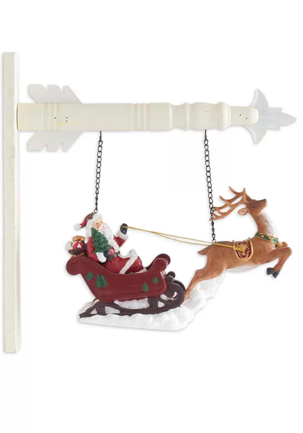 Discount 8 Inch Santa Riding Sleigh With Reindeer Arrow Figure Christmas Decorations