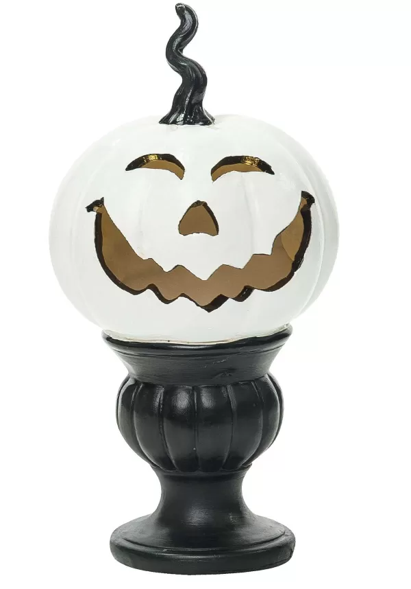 Flash Sale 9" Light Up White Pedestal Pumpkin Halloween Decoration Halloween Lights