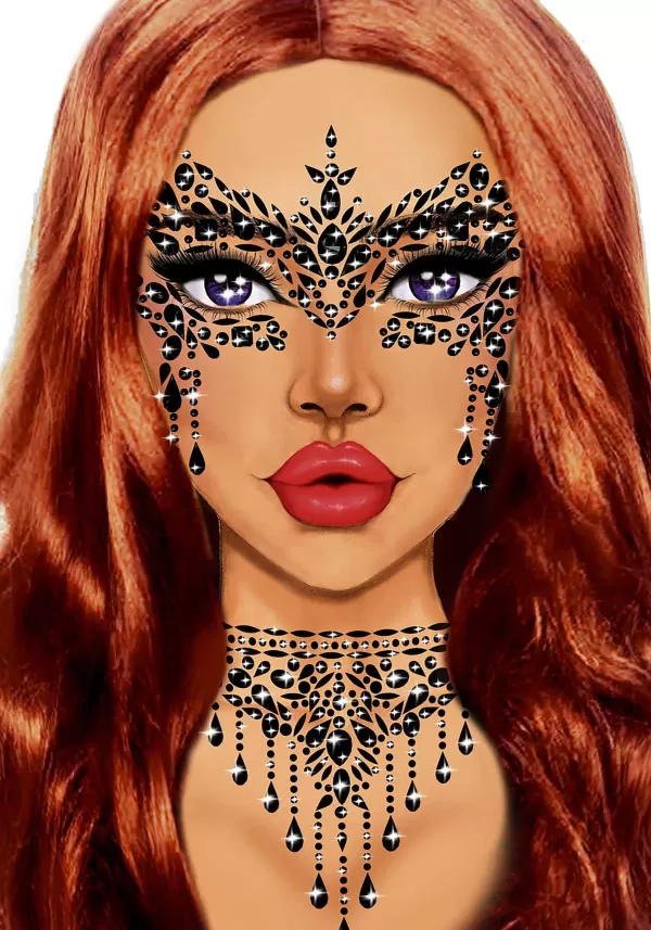 Store Adhesive Masquerade Black Face Jewels Costume Jewelry