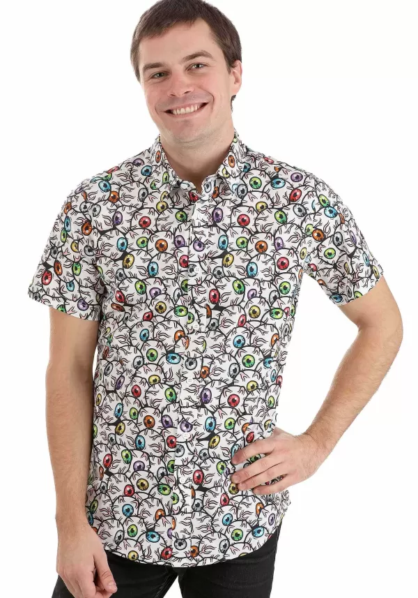 Shop Adult All The Eyeballs Button-Up Shirt Halloween Clothes