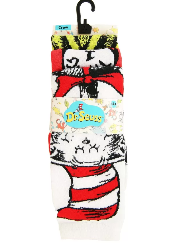 Fashion Adult Dr. Seuss Characters Crew Sock 3 Pair Set Socks / Slippers