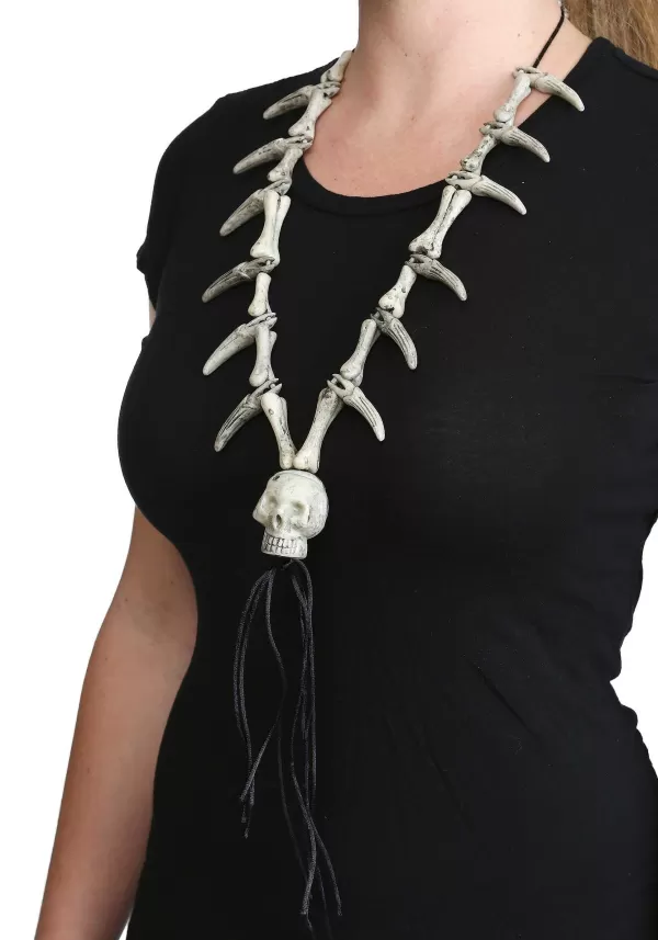 Sale Adult Faux Ivory Costume Necklace With Skull Pendant Costume Jewelry