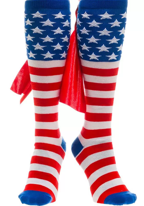 Clearance Adult Knee High American Flag Cape Socks Socks / Slippers