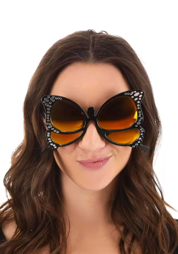 Flash Sale Adult Orange Butterfly Costume Glasses Glasses / Sunglasses