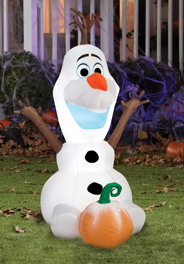 Fashion Airblown 48-Inch Sitting Olaf With Pumpkin Inflatable Decoration Christmas Decorations