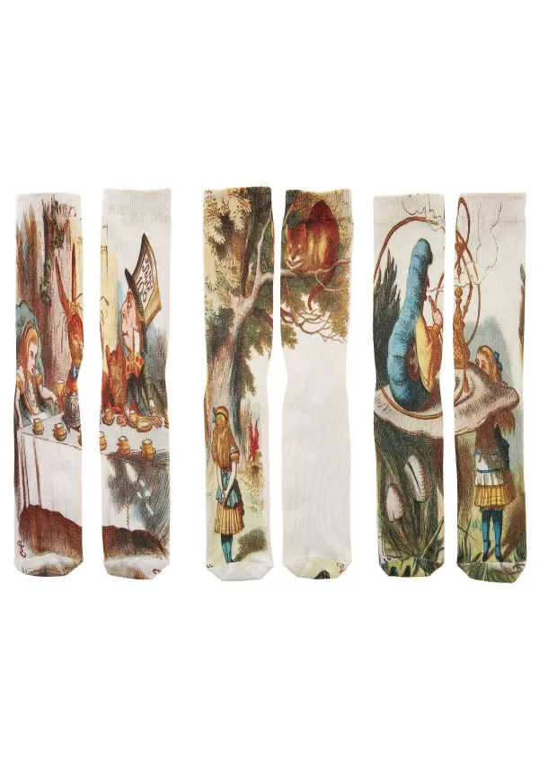 New Alice In Wonderland 3-Pack Crew Sock Socks / Slippers