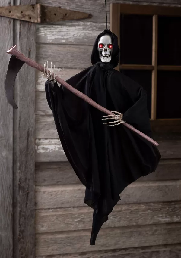 Cheap Animated 3Ft Reaper With Sickle Halloween Decoration Animatronics