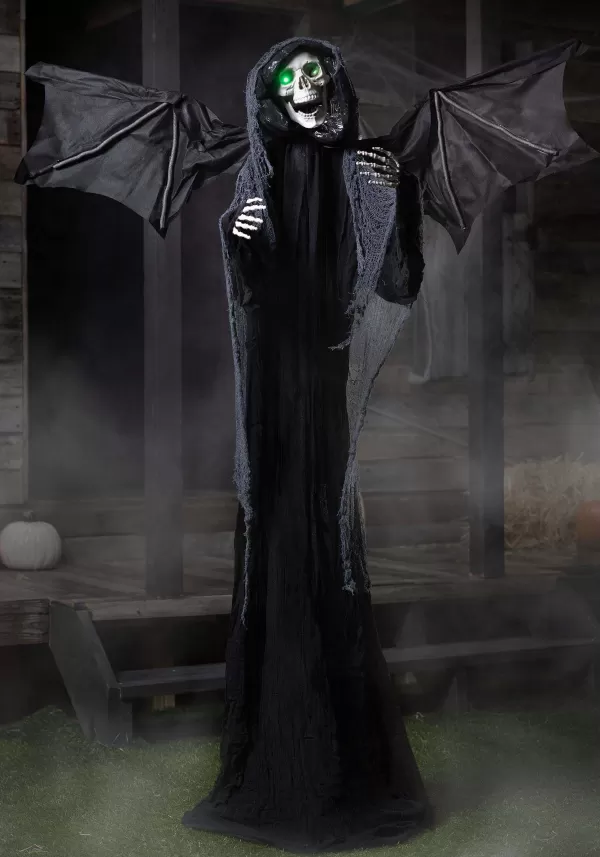 Clearance Animated Haunted Standing Winged Reaper Decoration Animatronics
