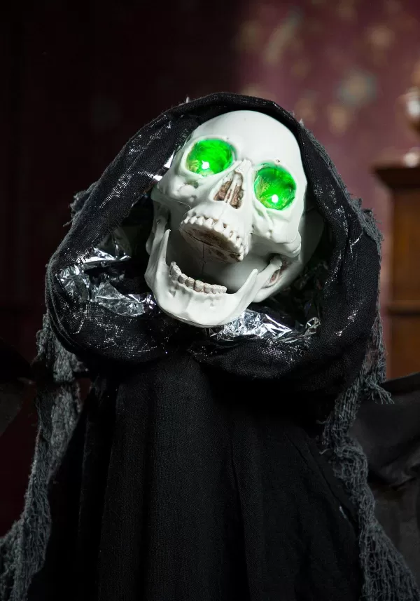Clearance Animated Haunted Standing Winged Reaper Decoration Animatronics