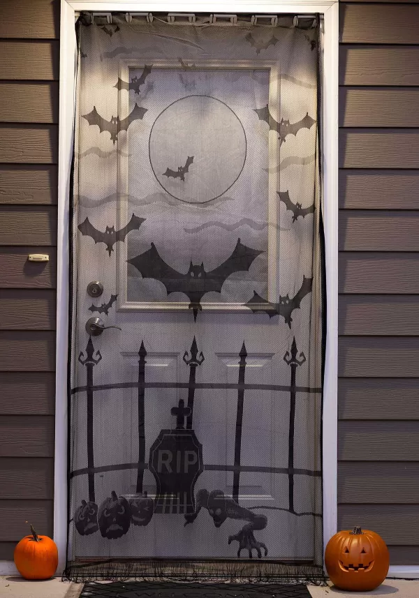 Discount Batty Belfry Door Curtain Halloween Decoration Door Decorations