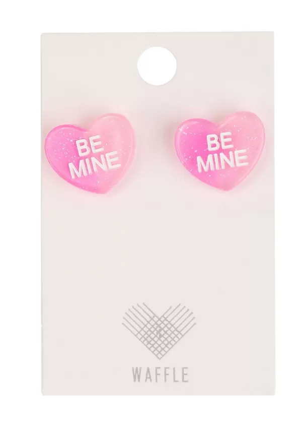 Cheap Be Mine Heart Lucite Earrings Costume Jewelry