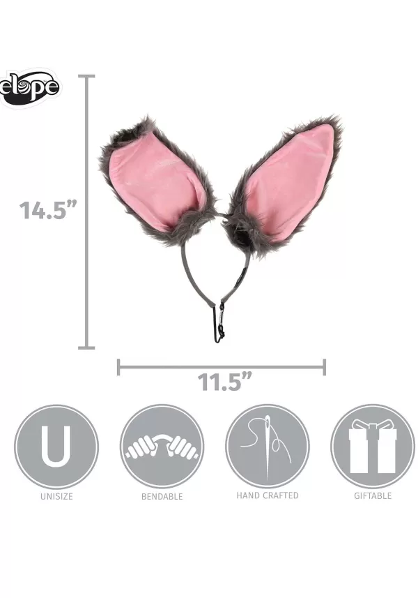New Bendy Gray Bunny Ears Costume Headband Headbands