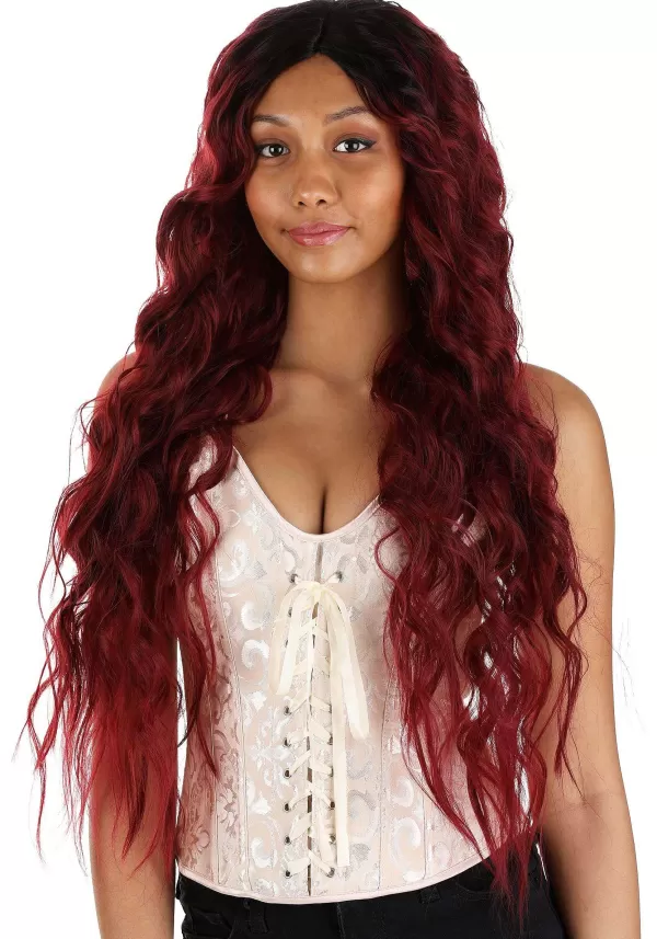 Online Black And Red Long Wavy Wig For Women Wigs